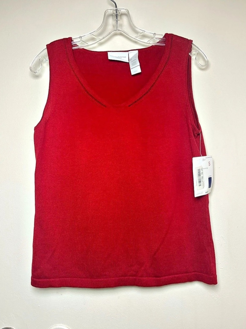 Women’s Liz Claiborne Lizsport Red 100 Cotton Tank Top Size Small NWT
